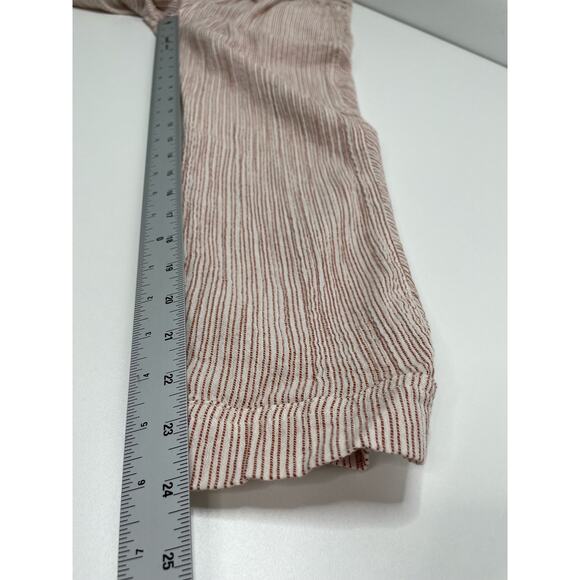 Free People Harem Pants Textured High Waist 0 Summer Beach Crop Nautical Stripes - Picture 15 of 16